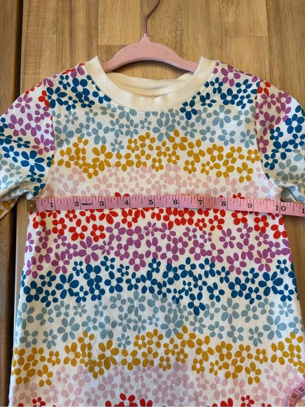 Hanna Andersson Toddler Tunic Dress Long Sleeve “Floral Rainbow on Ecru” 3T